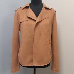 PHILOSOPHY Women's Size Medium Camel brown Faux Suede Leather Moto Jacket